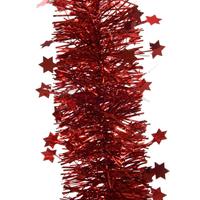 4x Kerstslingers Sterren Kerst Rood 10 X 270 Cm - Guirlande Folie Lametta - Kerst Rode Kerstboom Versieringen