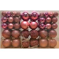 Bellatio 100x Roze Kunststof Kerstballen 3, 4 En 6 Cm - Glans/mat/glitter - Paarsroze - Kerstboom Versiering/decoratie