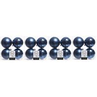 16x Donkerblauwe Kerstballen 10 Cm Kunststof Mat/glans - Kerstbal