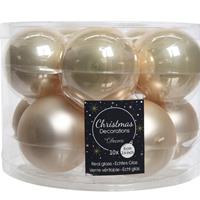 Decoris Kerstboomversiering Licht Parel/champagne Kerstballen Van Glas 6 Cm 10 Stuks - Kerstbal