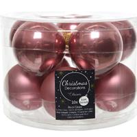 Decoris 10x Oud Roze Glazen Kerstballen 6 Cm - Glans En Mat - Glans/glanzende - Kerstboomversiering Oud Roze