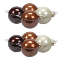 Bellatio 8x Stuks Glazen Kerstballen Natuurtinten (Opal Natural) 10 Cm Mat/glans - Kerstbal