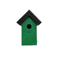 Lifetime Garden Houten Vogelhuisje/nestkastje 22 Cm - In Het Zwart/groen Maken - Dhz Schilderen Pakket - 2x Tubes Verf En Kwasten
