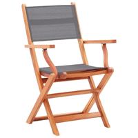 vidaXL Tuinstoelen 6 st inklapbaar eucalyptushout en textileen grijs