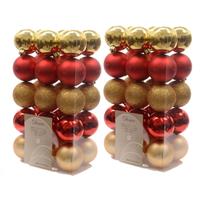 Decoris 60x Stuks Kerstboom Decoratie Kerstballen Mix Goud/rood 6 Cm - Kerstbal