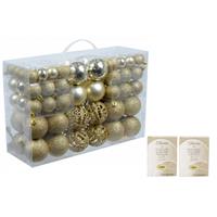 Bellatio Set Van 100x Voordelige Gouden Kerstballen Met Kerstbalhaakjes - Kerstbal