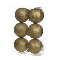 Cosy and Trendy 12x Gouden Kunststof Kerstballen 8 Cm - Glitter - Onbreekbare Plastic Kerstballen - Kerstboomversiering Goud