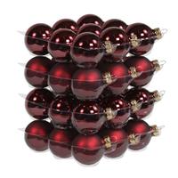 Bellatio 72x Donkerrode Glazen Kerstballen 4 Cm Mat/glans - Kerstbal