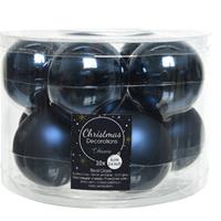 Decoris 10x Donkerblauwe Glazen Kerstballen 6 Cm - Glans En Mat - Glans/glanzende - Kerstboomversiering Donkerblauw