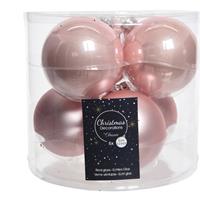 Decoris 6x Licht Roze Glazen Kerstballen 8 Cm - Glans En Mat - Glans/glanzende - Kerstboomversiering Lichtroze