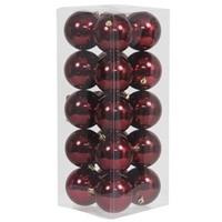 Bellatio 20x Kunststof Kerstballen Glanzend Bordeaux Rood 8 Cm Kerstboom Versiering/decoratie - Kerstbal