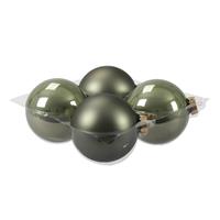 Bellatio 4x Stuks Glazen Kerstballen Graniet Groen 10 Cm Mat/glans - Kerstbal