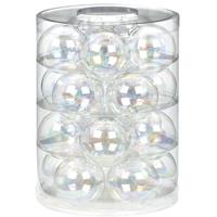 Bellatio Tubes Met 20x Transparant Parelmoer Kerstballen Van Glas 6 Cm Glans En Mat - Kerstbal