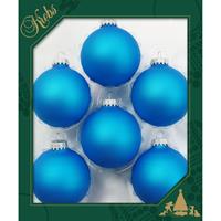 Bellatio 6x Matte Intens Blauwe Kerstballen Van Glas 7 Cm - Kerstbal