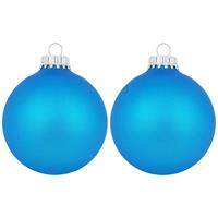 Bellatio 12x Matte Intens Blauwe Kerstballen Van Glas 7 Cm - Kerstbal