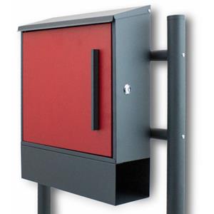 bituxx Standbriefkasten Briefkastenanlage mit Seitenschloss Dunkelgrau / Rot - Mehrfarbig