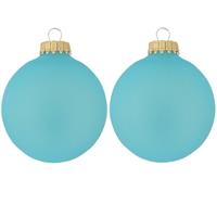 Bellatio 24x Spa Frost Blauwe Glazen Kerstballen Mat 7 Cm Kerstboomversiering - Kerstbal