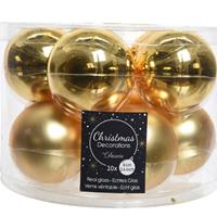Decoris Kerstboomversiering Gouden Kerstballen Van Glas 6 Cm 10 Stuks - Kerstbal