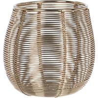 Bellatio Metalen Design Windlicht/kaarsenhouder Goud 9.5 Cm - Windlichten