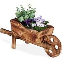 RELAXDAYS Pflanzschubkarre, gebranntes Holz, Gartendeko, Vintage Design, zum Bepflanzen, HxBxT: 19 x 47 x 15 cm, natur