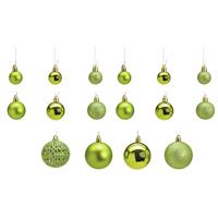 Bellatio 50x Stuks Kunststof Kerstballen Lime Groen 3, 4 En 6 Cm - Kerstbal