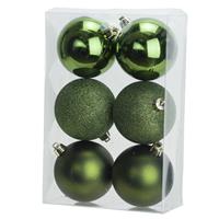 Cosy and Trendy 6x Appelgroene Kerstballen 8 Cm Kunststof Mat/glans/glitter - Kerstbal