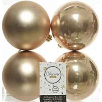 Decoris 4x Donker Parel/champagne Kerstballen 10 Cm Kunststof Mat/glans - Kerstbal