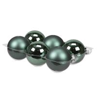 Bellatio 6x Stuks Glazen Kerstballen Emerald Groen (Greenlake) 8 Cm Mat/glans - Kerstbal
