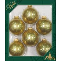 Bellatio 8x Stuks Glazen Kerstballen 7 Cm Sparkle Glitter Goud - Kerstbal