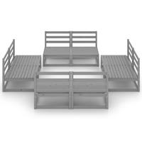 vidaXL 8-tlg. Garten-Lounge-Set Grau Kiefer Massivholz 