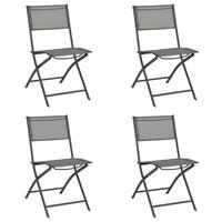 VidaXL Klappbare Stühle für Außenbereich 4 Stk. Grau Stahl und Textilene 