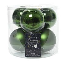 Decoris Kerstboomversiering Donkergroene Kerstballen Van Glas 8 Cm 6 Stuks - Kerstbal