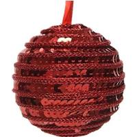 Decoris 1x Kunststof Kerstballen Kerst Rood 8 Cm Pailletten Kerstboom Versiering/decoratie - Kerstbal