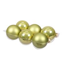 Bellatio 6x Stuks Glazen Kerstballen Salie Groen (Oasis) 8 Cm Mat/glans - Kerstbal