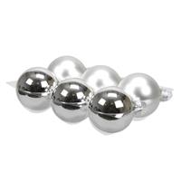 Bellatio 6x Stuks Glazen Kerstballen Zilver 8 Cm Mat/glans - Kerstbal