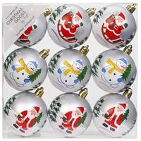 27x Kunststof Kerstballen Met Kerstmannen En Sneeuwpoppen 6 Cm - Kerstbal