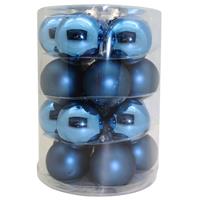 Tube Met 20 Blauwe Kerstballen Van Glas 6 Cm Glans En Mat - Kerstbal