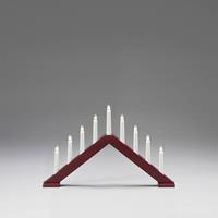 KONSTSMIDE Raamkandelaar Kerstversiering rood Houten lamp, mat donkerrood gelakt, 9 heldere lampen (1 stuk)
