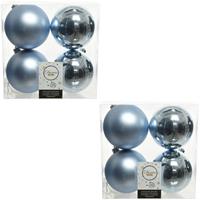 Decoris 8x Kunststof Kerstballen Glanzend/mat Lichtblauw 10 Cm Kerstboom Versiering/decoratie - Kerstbal