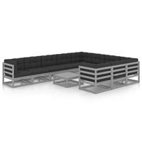 VIDAXL 11-tlg. Garten-Lounge-Set mit Kissen Grau Kiefer Massivholz