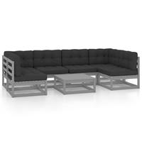 VIDAXL 7-tlg. Garten-Lounge-Set mit Kissen Grau Kiefer Massivholz