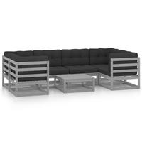 VIDAXL 7-tlg. Garten-Lounge-Set mit Kissen Grau Kiefer Massivholz