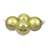Bellatio 4x Stuks Glazen Kerstballen Salie Groen (Oasis) 10 Cm Mat/glans - Kerstbal