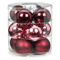 12x Berry Kiss Mix Roze/rode Glazen Kerstballen 8 Cm Glans En Mat - Kerstbal