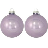Bellatio 24x Glanzende Lichtpaarse Kerstboomversiering Kerstballen Van Glas 7 Cm - Kerstbal
