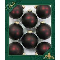 Bellatio 8x Stuks Glazen Kerstballen 7 Cm Chocolade Bruin/rood - Kerstbal