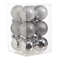 Cosy and Trendy 12x Kunststof Kerstballen Glanzend/mat Zilver 6 Cm Kerstboom Versiering/decoratie - Kerstbal