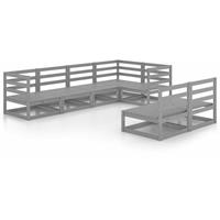 VIDAXL 7-tlg. Garten-Lounge-Set Grau Kiefer Massivholz