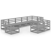 VIDAXL 9-tlg. Garten-Lounge-Set Grau Kiefer Massivholz