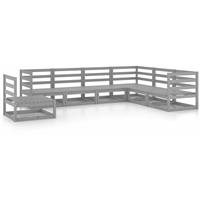 VIDAXL 7-tlg. Garten-Lounge-Set Grau Kiefer Massivholz